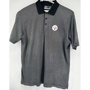 Pittsburgh Steelers NFL Cutter Buck Drytec Polo Shirt Gray Black Men's 2XT